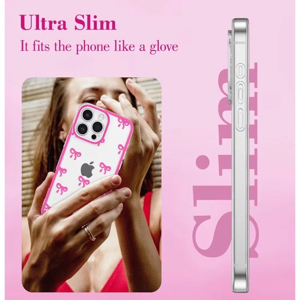 iPhone 15 Pro Pink Bow Design Phone Case
